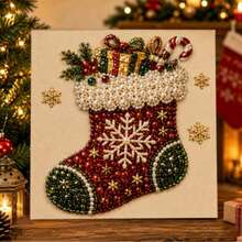 1pc/Christmas Pearl Painting DIY Kit Santa Claus & Reindeer Diamond Painting Handmade Home Decor - Multicolor - View 8
