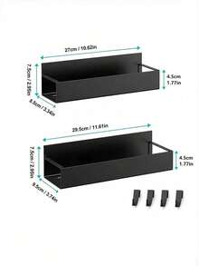 Refrigerator And Washing Machine Magnetic Side Storage Rack - No Drilling Required, Stylish Black Metal Shell, Wall-Mounted Spice Rack, Perfect For Storing Laundry Supplies - Multicolor - View 9