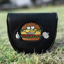 1PC Semi-Circle Golf Putter Headcover, Fun Hamburger Pattern, PU Outer Shell With Soft Plush Lining, Unisex Stylish Protective Putter Cover - Multicolor - View 3