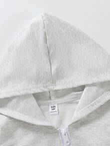 2pcs/Set Girls Hooded Zip-Up Sweatshirt With Floral Print, Paired With Casual Floral Striped Wide Leg Pants, Comfortable Autumn/Winter New Outfit - Light Grey - View 8
