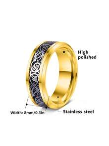 12-Piece Set Hip Hop Celtic Dragon Beveled Stainless Steel Ring Set, Unisex Dragon Rings, For Daily, Party & Business Wear, Christmas Gift - Multicolor - View 5