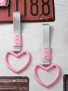 1pc Heart-Shaped Car Handle With Drift Pendant, Rear Bumper Warning Ring Decoration, Broken Heart Handle Interior Accessory For Subway, Bus, Car - Multicolor - View 6