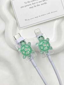 可愛卡通高品質海龜線材保護套，耐用耐磨，相容 Apple 充電器手柄，彩色設計，充電配件，可愛海龜裝飾，鮮豔保護殼，數位配件，趣味小工具，耐用材質，趣味數位保護套，數位愛好者必備 - 彩色 - 查看 20