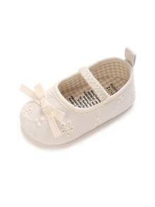 Spring/Autumn 0-1 Year Old Infant Girl Flat Shoes, Comfortable Soft Princess Shoes - White - View 4