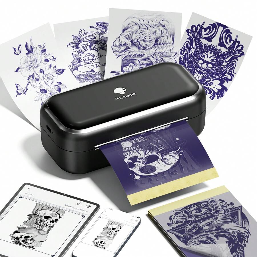 Phomemo TP31 Mini Tattoo Template Printer, Compact Tattoo Machine With 30 Sheets Of Transfer Paper, Suitable For Tattoo Enthusiasts/Beginners/Artists, For Entertainment, Gifts, DIY Creation, Easily Compatible With Smartphones And Tablets