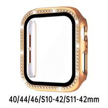 黑色、銀色、玫瑰金、藍色通用保護殼，適用於男女性 40mm 41mm 42mm 44mm 45mm 46mm 49mm，PC 硬質材質，附水鑽直角邊框與螢幕保護貼 2-in-1 防撞防刮防塵，相容 Ultra 3 2 1 系列 10 SE 9 8 7 6 5 4 系列 - 彩色 - 查看 53