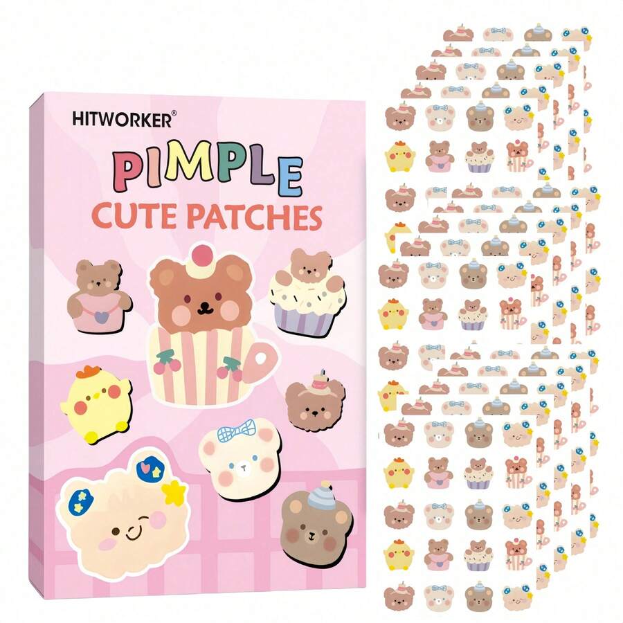100/60/40pcs/Box Cute Teddy Bear Face Decoration Patch, Waterproof And Sweat Proof Surface Patch, Cute Bear Shape, Also Suitable For Parties, Festivals, Photography And Daily Styling - Multicolor - View 1