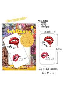 1 Set "Bite Me Lip" Tato Temporer Seni Tubuh Menggoda Bibir Seksi Y2K, Tato Palsu Tahan Air dan Tahan Lama, Cocok untuk Pria dan Wanita, InkDance, Mudah Dipasang dan Dilepas, CSX004 - MultiWarna - View 3