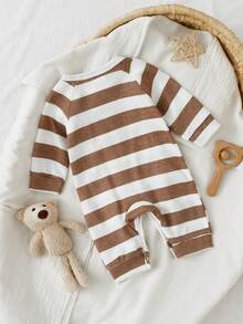 Super Cute Bear 3D Ear Jumpsuit Baby Striped Romper 100-Day Celebration Photo Outfit - Multicolor - View 2