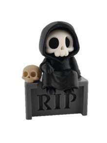 Gothic Grim Reaper Statue With Skull Carving - 7.19cm PLA Plastic Figurine, Suitable For Home And Halloween Decor, Dark Fantasy Desktop Ornament, Gothic Collectible Gift, Vintage Style, Applicable For Home, Bookshelf, Desktop Display - Multicolor - View 17