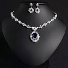 1 Set Women's Fashion Jewelry Set, Zirconia Inlaid Earrings And Necklace, Combination Jewelry, Suitable For Women's Holiday | Party | Banquet | Multi-Occasion Wear, Gift - Jewelry Set - View 5
