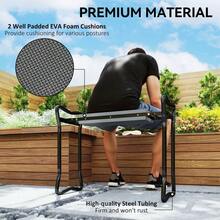 2 In 1 Garden Kneeler Seat Kneeling Pad Support Bench Foldable Knee Protector, Grey - A - View 6