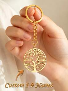 Personalized 1-9 Surname Keychain, Personalized Family Tree Name Keychain, Genealogy Keychain, Gift For Mom, Grandma, Mother's Day, Birthday - Multicolor - View 1
