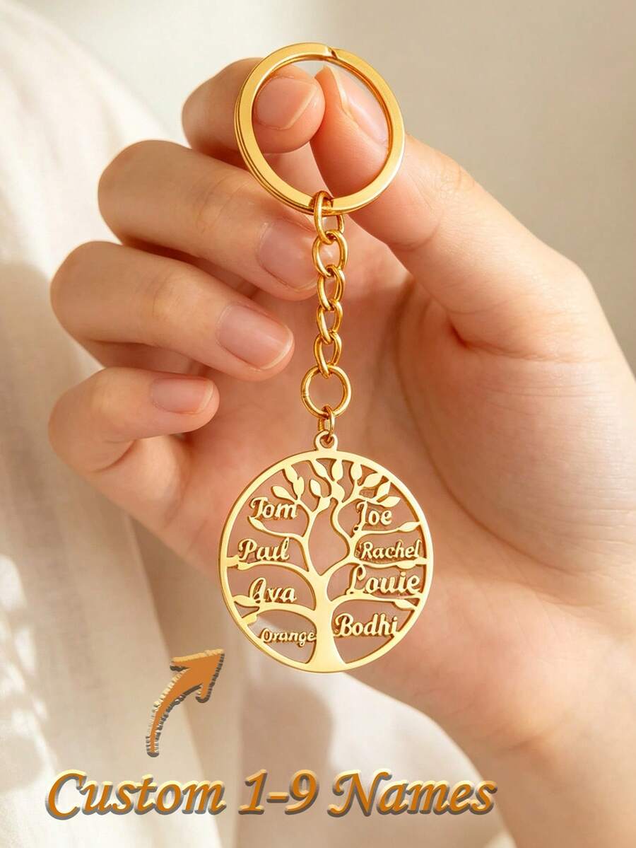 Personalized 1-9 Surname Keychain, Personalized Family Tree Name Keychain, Genealogy Keychain, Gift For Mom, Grandma, Mother's Day, Birthday - Multicolor - View 1