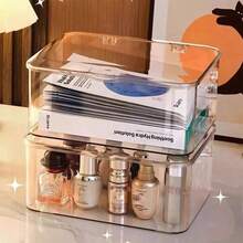 1pc Transparent Plastic Hair Accessory Storage Box With Hinged Lid, Dust-Proof Clear Organizer For Hair Ties, Hair Clips, Headbands And Small Jewelry - Multicolor - View 7