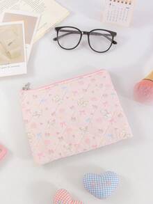 Quilted Floral Make Up Bag Zipper Pouch Travel Toiletry Bag Multi-Functional Skincare Storage Bag, Women's Sanitary Pad Storage Bag, Gift For Mom Or Girlfriend, Student Pencil Case - View 13