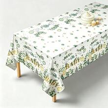 1pc/3pcs Floral Sage Green Rectangular Tablecloth, 54x108 Inches, Sage Party Disposable Tablecloth Suitable For Wedding, Birthday Party, Home Birthday, Wedding Decoration - Green - View 1