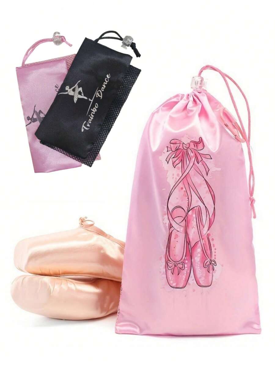 1/3pcs Portable Mesh Dance Bag, Shoes Storage Bag For Ballet Dance Bag With Drawstring, Reusable High Quality Dance Shoe Bag - Multicolor - View 1