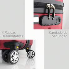 Equipaje Rígido ABS 20 Pulgadas Maleta de Cabina, Asa Telescópica 3 Niveles y Esquineros Antigolpes, Perfecta para Adultos en Viajes Aéreos y Salidas Escolares - Rojo - Ver 4