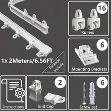 1 Set - Flexible Bendable Ceiling Curtain Track, 6.6ft/9.8ft/13.1ft/16.4ft Install Track With Curtain Track System, Room Divider, Curtain Rod, RV Ceiling Track For Curtains, White - White - View 14