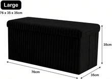 Aafan Ottoman Storage Box Chest With Lid | 76X35X35cm Ottoman Blanket Box Seat | Foldable Storage Bench Footstool Toy Box For Living Room Hallway - Black (Large) - View 2