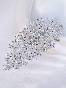 1 buah Sisir Rambut Rhinestone Buatan Tangan yang Indah, Bando Pengantin, Aksesori Pernikahan, Pesta Perayaan, Hiasan Rambut Wanita - Perak - View 7