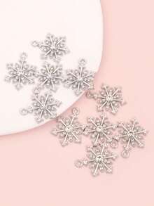 10pcs Exquisite Shiny Snowflake Design Alloy Charms For DIY Temperament Necklace Bracelet Earrings Keychain - Christmas Day, Xmas Tree, New Year Decor - Delicate Snowflakes - View 11