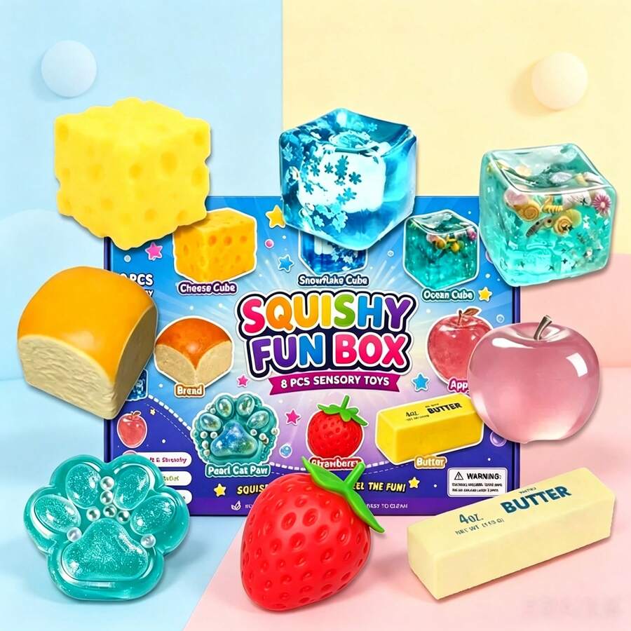 SHEIN 1 pieza 2026 Nuevo Ne EDoh Caja Ciega Juguete de Apretar con Forma de Comida & Medusa, Peluche Espiral Bola de Estrés, Juguete Sensorial para Alivio de Ansiedad & TDAH, Regalo Perf