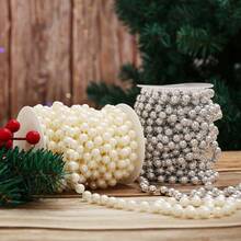 8mm 2Yard Christmas Bead Chain Golden Silvery Xmas Acrylic Pearl Beads Garland Christmas Tree Garland Chain Decorations For Xmas Tree Holiday Wedding DIY Decoration Supplies - Beaded Necklace - View 6