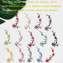 1pc Elegant Oriental Plum Blossom Embroidered Patch, Heat-Activated Iron-On Floral Applique, Suitable For Cheongsam, Hanfu - Multicolor - View 9