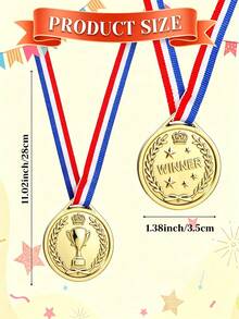 18/12/6/1pc Plastic Gold Champion Medal Bulk Pack, Suitable For Sports, Back To School, Game Competition, Party Favors And Decoration - Multicolor - View 9