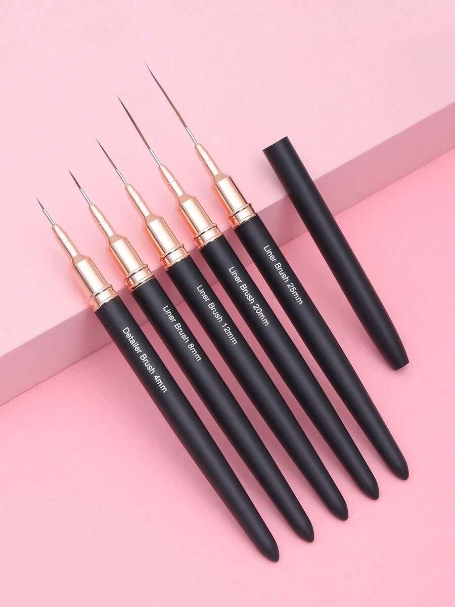 2pcs Random Black Metal Handle Nail Art Liner Brush - Black - View 1