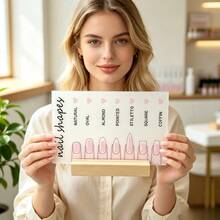 1pc Rectangular Acrylic Nail Shape Display Board, Artificial Nail Sample Color Card Holder With Base, Nail Art Work Color Card, DIY Salon Photography Prop Background, Nail Shape Display Rack - Multicolor - View 2