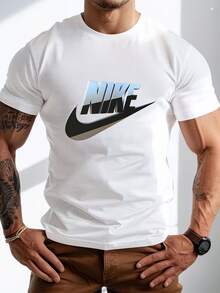Men's Pure Cotton Short-Sleeved T-Shirt Casual Daily Soft Comfortable Basic Tee - 白色 - 查看 8