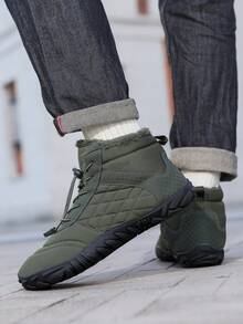 Men's Snow Boots, Winter New Warm, Anti-Slip Cushioned Sole With Waterproof Upper, Thermal Lined Thick Interior, Suitable For Snowy Weather Travel And Tourism. - Army Green - View 6