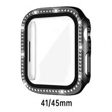 黑色、銀色、玫瑰金、藍色通用保護殼，適用於男女性 40mm 41mm 42mm 44mm 45mm 46mm 49mm，PC 硬質材質，附水鑽直角邊框與螢幕保護貼 2-in-1 防撞防刮防塵，相容 Ultra 3 2 1 系列 10 SE 9 8 7 6 5 4 系列 - 彩色 - 查看 68