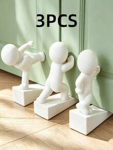 Creative Human-Shaped Doorstop, Movable Human-Shaped Door Wedge, Home Decor Door Stopper. Offers Various Poses And Style Options, Suitable For Keeping Doors Open At Home Or In The Office, Also Serves As A Desktop Decorative Ornament. - White - View 9