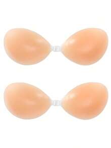 2pcs Silicone Invisible Bra, Women Super Sticky Silicone Invisible Bra, Bridal Bra, Reusable Summer Bra For Dress, Camisole - Apricot - View 21