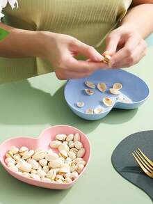 Heart-Shaped Plate And Base, Plastic Material, Suitable For Snacks And Breakfast, Kitchen Essential Accessory, Reusable For Kitchen Use - Multicolor - View 6
