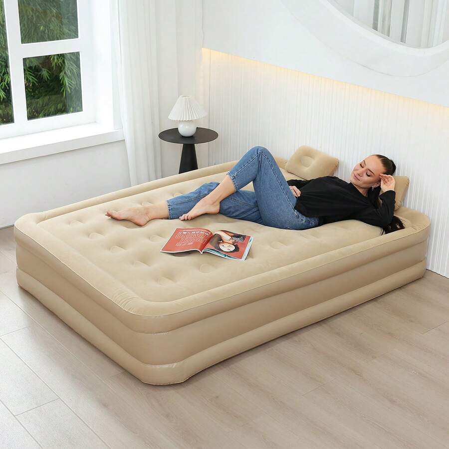 Aufblasbare Luftmatratze, Luxus Camping Matte, PVC aufblasbare Schlafmatte, Luxus Doppel Camping Luftbett mit eingebautem Pumpe, Dicke Matte - Verschiedenfarbig - Übersicht 1