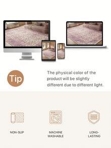 1pc Pink Purple Cream Retro Living Room Rug, Suitable For Kitchen, Dining Room, Bedroom, Room Holiday Decoration, Indoor/Outdoor, Office, Lobby, Anti-Slip Doormat, Bathroom Rug, Hallway, Study Gaming Area Rug - Pink - View 11