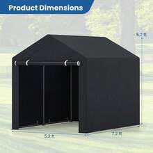 Heavy-Duty Portable Storage Shed Waterproof Outdoor Carport Garage Tent - 7.2 X 5.2 FT - View 8
