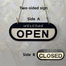 Reversible Wooden Business Sign: Open Welcome / Closed Ferme, Double Sided Door Hanging Plaque For Store Cafe - 1PC - View 15