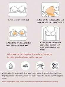 1 Pair Double-Sided Self-Adhesive Breast Pads, Reusable Invisible Thickened Swimsuit Pads, Waterproof Suitable For Swimming (Strong Adhesion, Please Follow Usage Instructions, Not Recommended For Ordering) - Triangle Cup - View 7