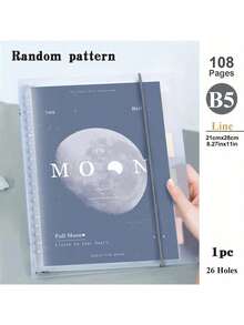 1pc Random, A5/B5, 108 Pages, Moon & Planet, Detachable Transparent Coil Loose Leaf Notebook Business Memo Pad & Diary,School Supplies,Back To School - Blue - View 13