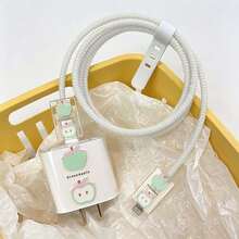 1組豹紋唇形設計Apple數據線充電器保護套，相容Apple 18-20W充電器，防斷裂防刮保護殼 - 彩色 - 查看 3