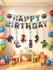 Paw Patrol Theme Birthday Party Decorations, Swirl Hanging Decorations, Happy Birthday Party Supplies, Theme Birthday Party, Comic Theme Celebrations, Independence Day, Graduation Or Superhero Theme Birthday Party - Set - View 6