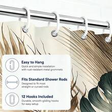 1/4pcs Tropical Monstera Palm Leaf Shower Curtain Set, Vintage Green & Gold Botanical Print Bathroom Curtain, Includes Toilet Lid Cover, Bathroom Mat, 4pcs Complete Home Bathtub Bathroom Decor Set - A - View 5