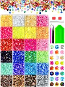 Juego de strass de resina AB de 3 mm de colores mixtos con base plana tipo gelatina para ropa y teléfono, adecuado para manualidades DIY y regalo del Día de la Madre, 40 colores vibrantes para crear un ambiente brillante en el dormitorio - Multicolor - Ver 11