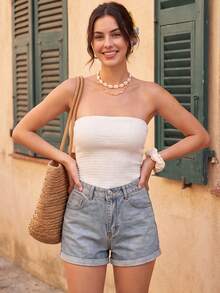 Women Denim Shorts - Blue - View 3